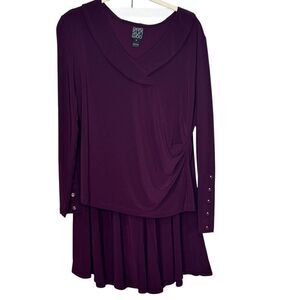 Clara Sun Woo 2 Piece Set Top & Culottte Pants Size Medium Burgundy